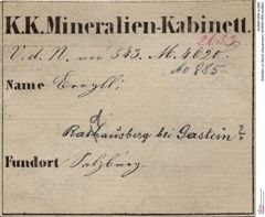 Etiketten zu Beryll (Aquamarin) (NHMW-MIN-Ao885)